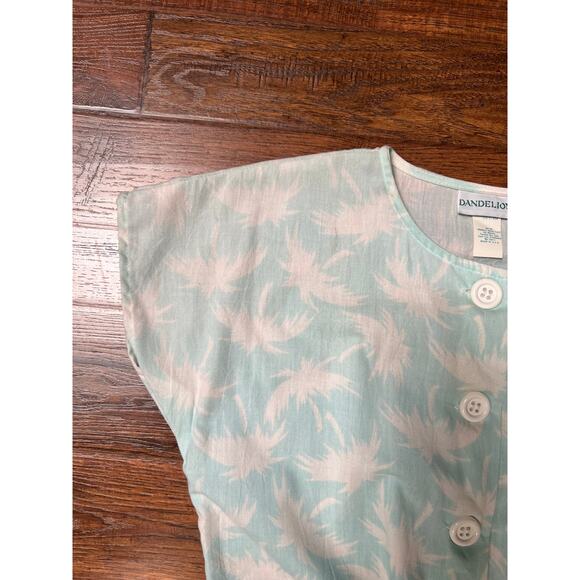 Vintage Clothing One Piece Jumper White Palm Trees on Baby Blue Medium Dandelion - Picture 3 of 11